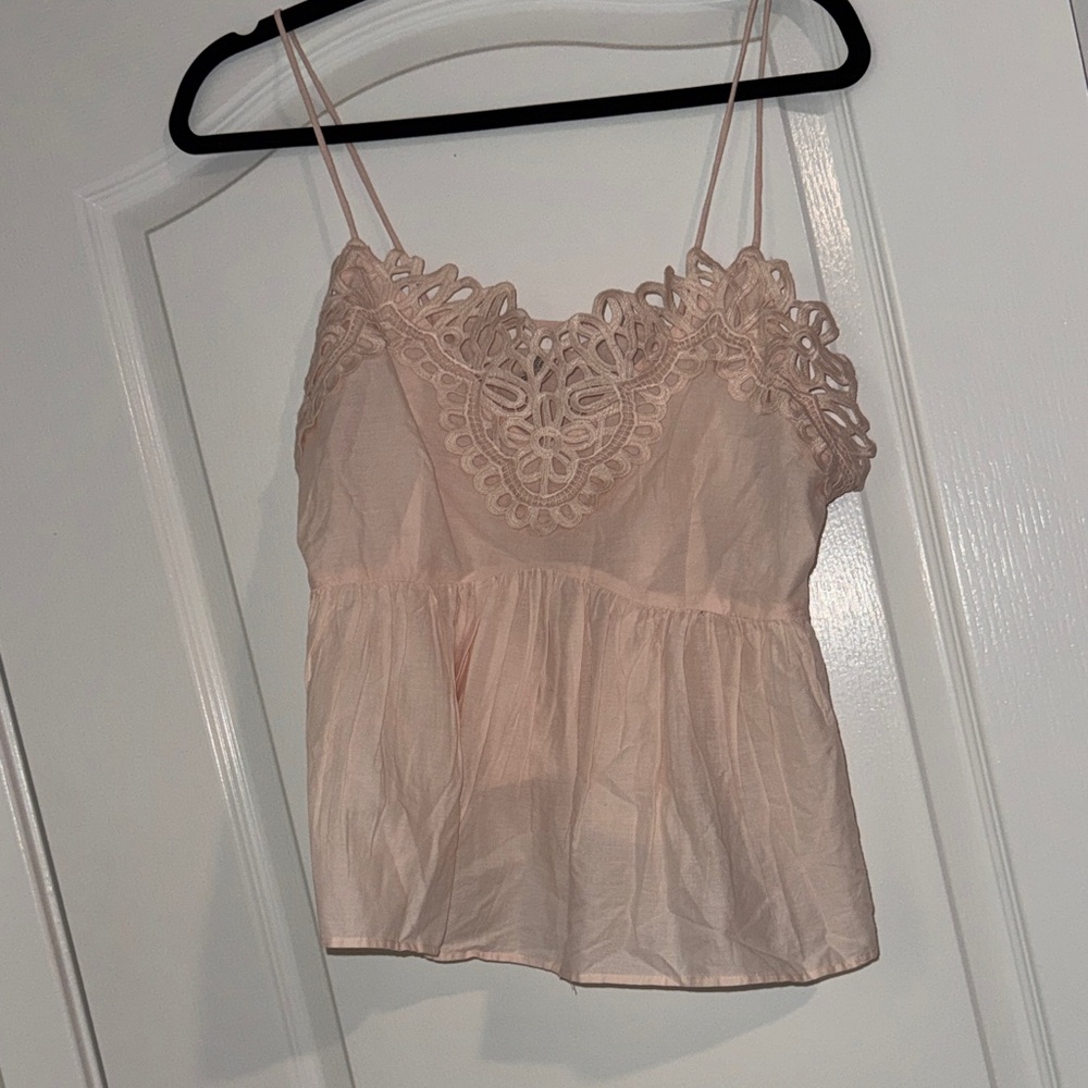 Embroided Trim Pink Top